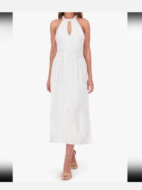 Kensie Dresses & Skirts - Kensie Silver Metallic Halter Midi Dress Pleated Shimmer Size 4 Women Party NWT